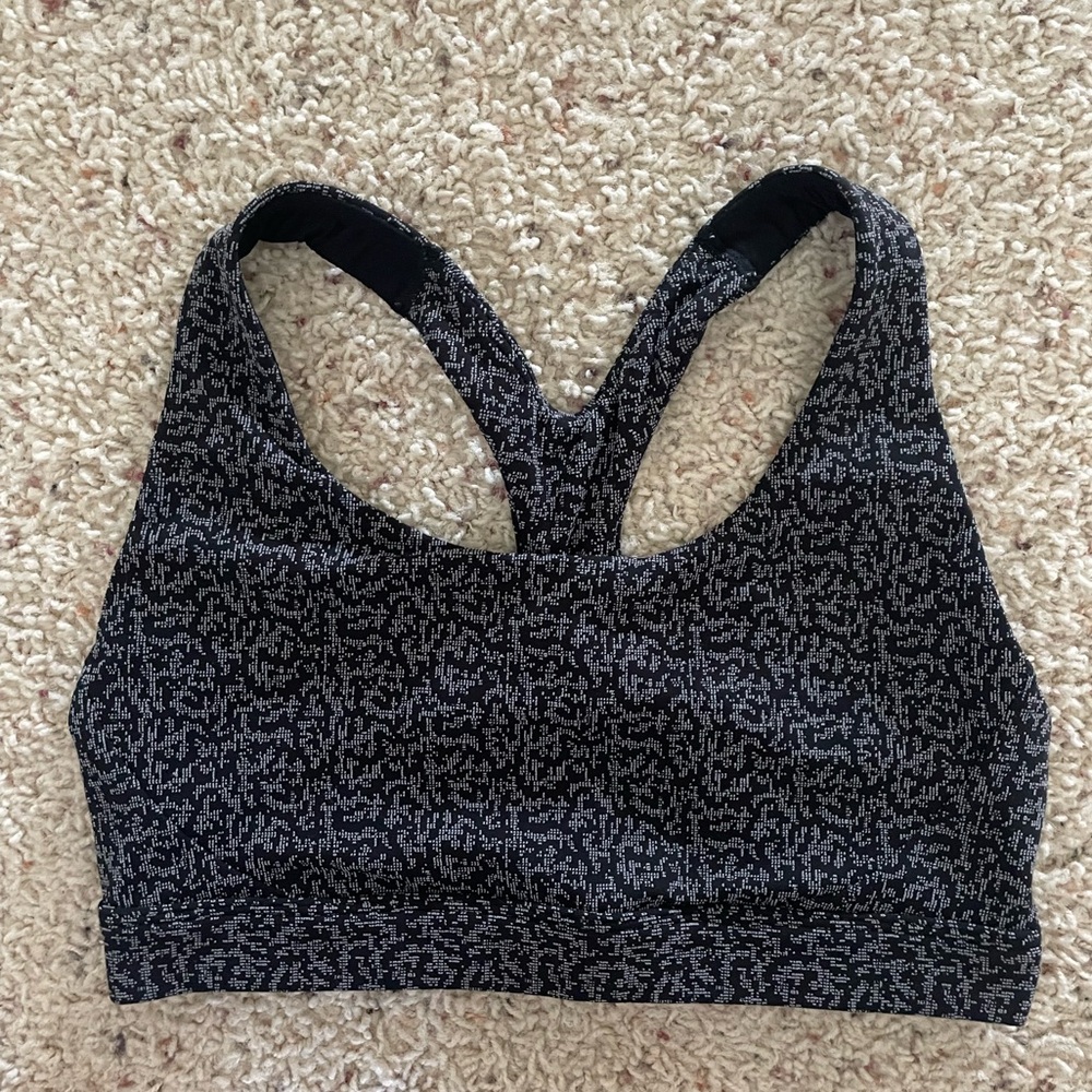 Athleta Brand Black and Grey Racerback Sports Bra Extra-small